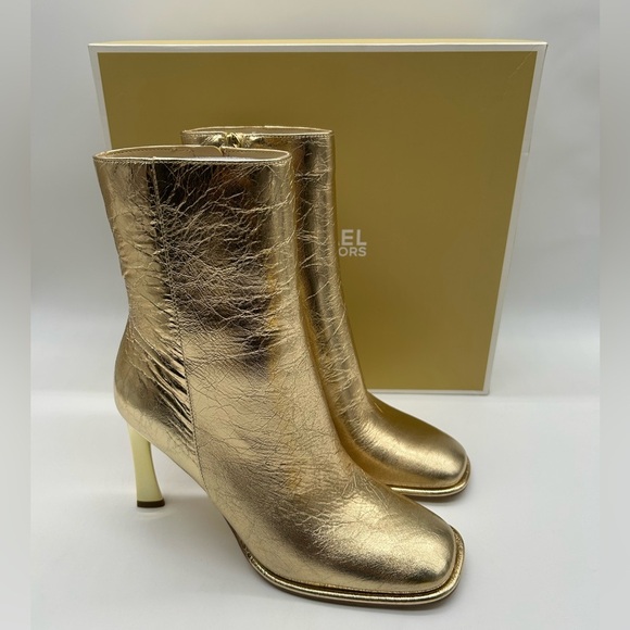 MICHAEL Michael Kors Kelsea Bootie Pale Gold Leather Heeled Ankle Boots 6M NWB - Picture 12 of 12